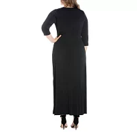 24seven Comfort Apparel Womens 3/4 Sleeve Maxi Dress Plus