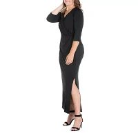 24seven Comfort Apparel Womens 3/4 Sleeve Maxi Dress Plus