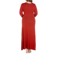 24seven Comfort Apparel Womens Long Sleeve Maxi Dress Plus