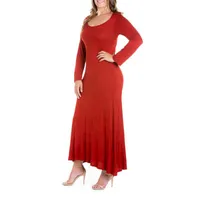 24seven Comfort Apparel Womens Long Sleeve Maxi Dress Plus