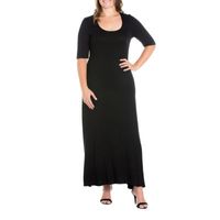 24seven Comfort Apparel Womens Plus 3/4 Sleeve Maxi Dress