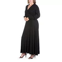 24seven Comfort Apparel Womens Long Sleeve Maxi Dress Plus