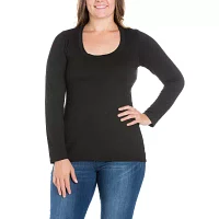 24seven Comfort Apparel Plus Womens Scoop Neck Long Sleeve Tunic Top