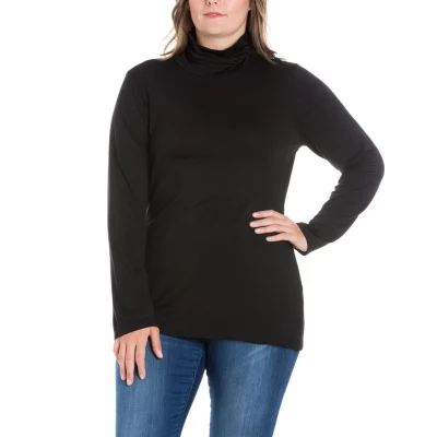 24seven Comfort Apparel Plus Womens Turtleneck Long Sleeve Tunic Top