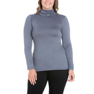 24seven Comfort Apparel Plus Womens Turtleneck Long Sleeve Tunic Top