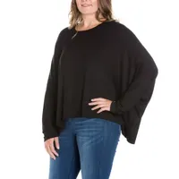 24seven Comfort Apparel Plus Womens Round Neck Long Sleeve Tunic Top