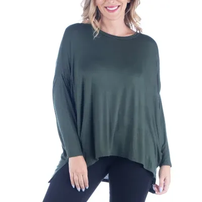 24seven Comfort Apparel Plus Womens Round Neck Long Sleeve Tunic Top