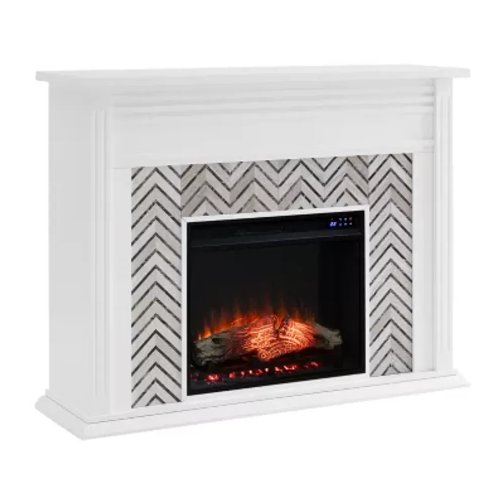 Andley Tiled Marble Electric Fireplace