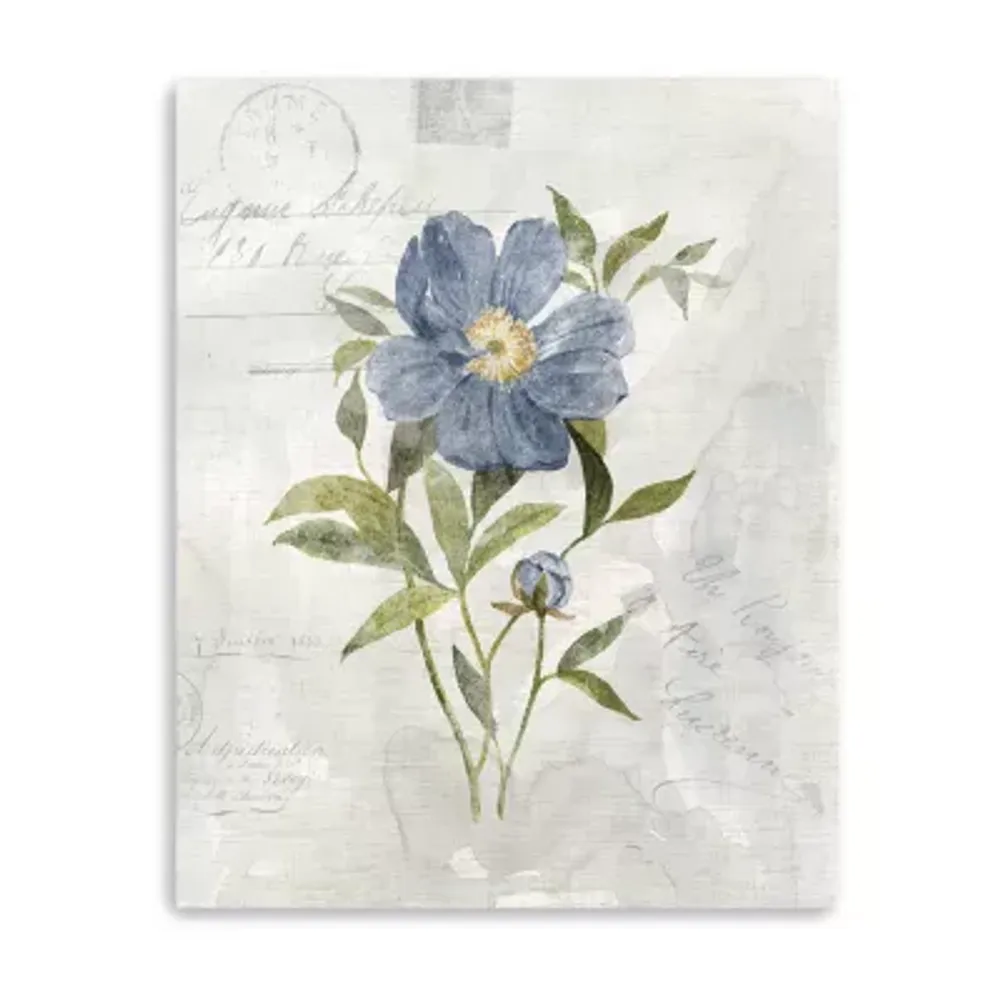 Lumaprints Blue Linen Peony Canvas Art