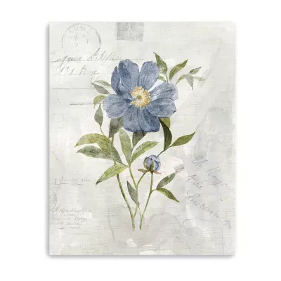 Lumaprints Blue Linen Peony Canvas Art