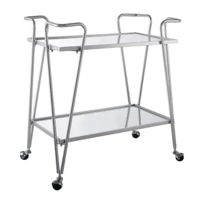Hera Kitchen And Dining Room Collection Glass-Top Serving Cart