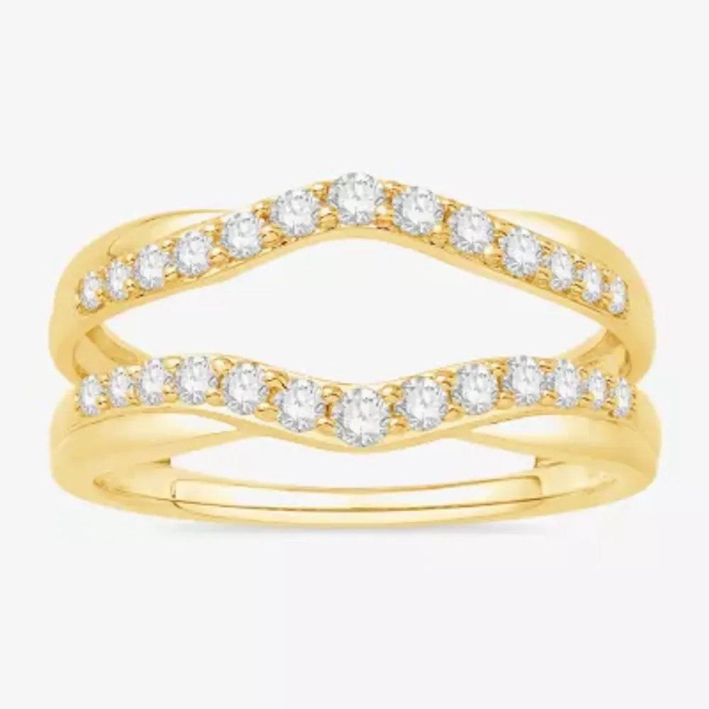 Womens 1/ CT. T.W. Natural White Diamond 10K Gold Wedding Ring Guard