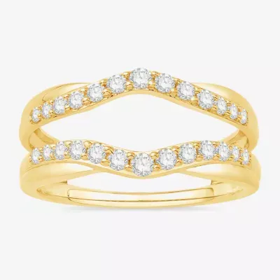 Womens 1/ CT. T.W. Natural White Diamond 10K Gold Wedding Ring Guard