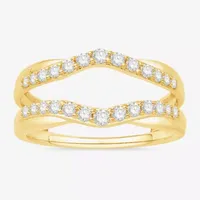 Womens 1/ CT. T.W. Natural White Diamond 10K Gold Wedding Ring Guard