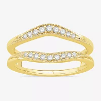 Womens 1/5 CT. Natural White Diamond 10K Gold Wedding Ring Guard