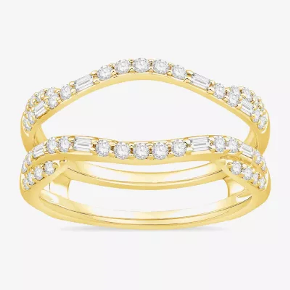 Womens 1/ CT. T.W. Natural White Diamond 10K Gold Wedding Ring Guard