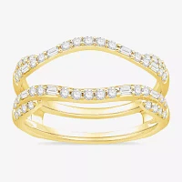 Womens 1/ CT. T.W. Natural White Diamond 10K Gold Wedding Ring Guard