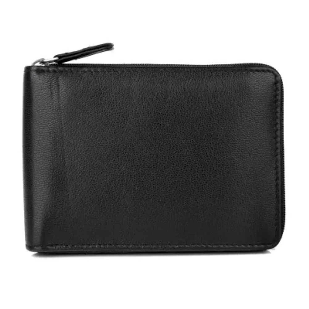 J. Buxton Zip Around Billfold Mens RFID Blocking Zip Around Wallet