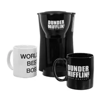 Uncanny Brands The Office Single Cup Coffee Maker Gift Set with 2 Mugs