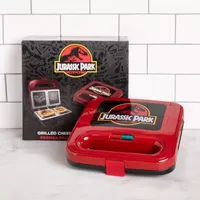 Uncanny Brands Jurassic Park Grilled Cheese Maker- Panini Press and Compact Indoor Grill- Opens 180 Degrees