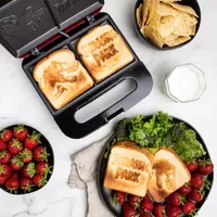 Uncanny Brands Jurassic Park Grilled Cheese Maker- Panini Press and Compact Indoor Grill- Opens 180 Degrees