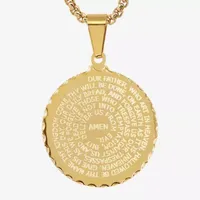 Steeltime Lord's Prayer Mens 18K Gold Over Stainless Steel Round Pendant Necklace