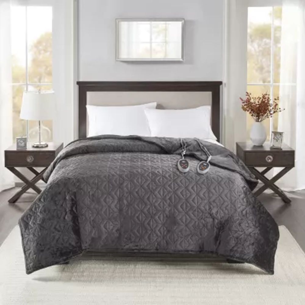 Electric Heated Plush Throw Blanket (60x70) Gray - Beautyrest