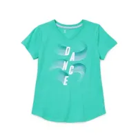 Xersion Little & Big Girls V Neck Short Sleeve Graphic T-Shirt