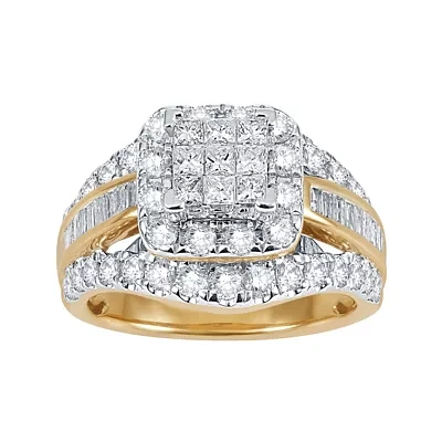 2 CT.T.W. Natural Diamond 14K Yellow Gold Multi-Top Ring
