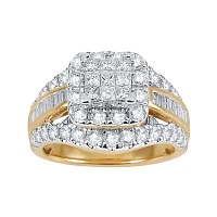 2 CT.T.W. Natural Diamond 14K Yellow Gold Multi-Top Ring