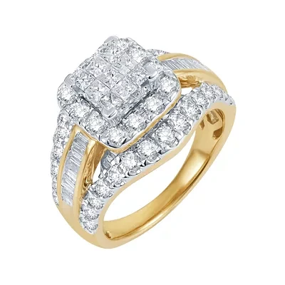 2 CT.T.W. Natural Diamond 14K Yellow Gold Multi-Top Ring