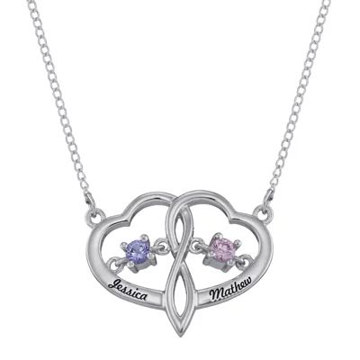 Personalized Dancing Birthstone Heart Pendant Necklace