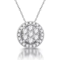 Diamond Blossom Womens 1/ CT. T.W. Natural White Diamond 10K Gold Round Pendant Necklace