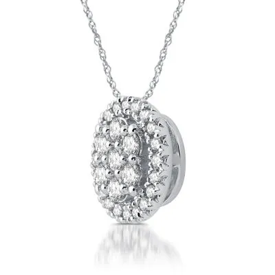 Diamond Blossom Womens 1/2 CT. T.W. Mined White Diamond 10K Gold Round Pendant Necklace
