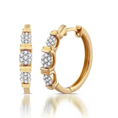 Diamond Blossom 1/5 CT. Natural White Diamond 10K Gold 17.5mm Hoop Earrings
