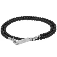 Mens Black Hematite Stainless Steel Wrap Bracelet