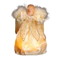 Kurt Adler 9" Ivory and Gold Angel Lighted Treetopper