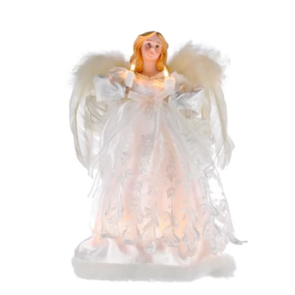 Kurt Adler 12" Ivory Lighted Angel" Christmas Tree Topper