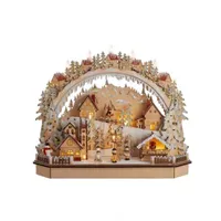 Kurt Adler 18" Battery-Operated Lighted LED Wooden Village House With Ice Skiers