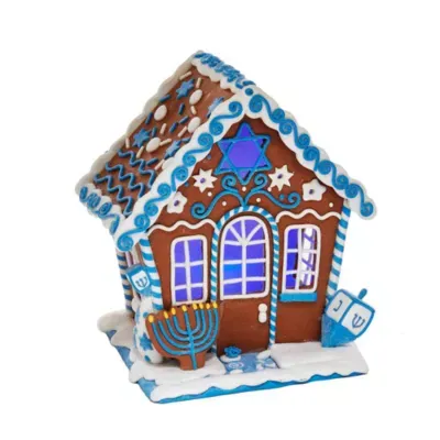 Kurt Adler 7" Gingerbread LED Hanukkah House Table Piece