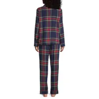 Liz Claiborne Womens Long Sleeve 2-pc. Flannel Pant Pajama Set