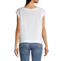 a.n.a Womens Crew Neck Short Sleeve Blouse