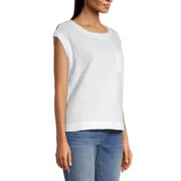 a.n.a Womens Crew Neck Short Sleeve Blouse