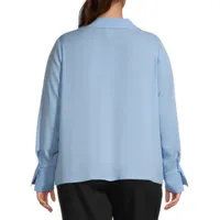 Worthington Plus Womens Long Sleeve Regular Fit Button-Down Shirt