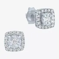 (G-H / Si2-I1) 1/6 CT. T.W. Lab Grown White Diamond 10K White Gold 6.2mm Cushion Stud Earrings