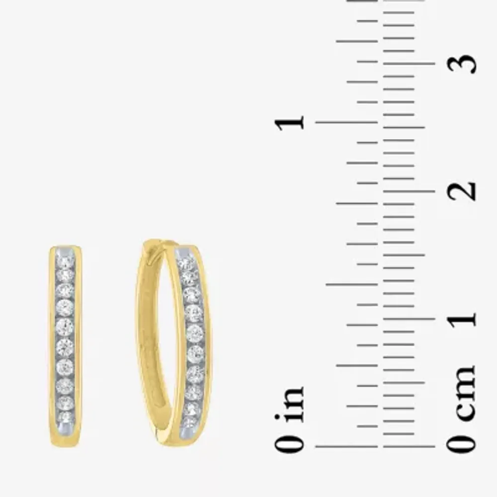 (G-H / Si2-I1) 1/6 CT. T.W. Lab Grown White Diamond 10K Gold 15.5mm Hoop Earrings