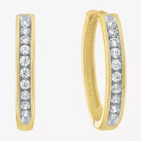 (G-H / Si2-I1) 1/6 CT. T.W. Lab Grown White Diamond 10K Gold 15.5mm Hoop Earrings