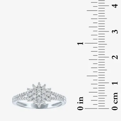 (G-H / Si2-I1) Womens 1/3 CT. T.W. Lab Grown White Diamond 10K Gold Cluster Side Stone Cocktail Ring