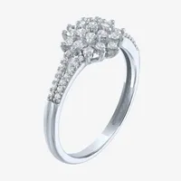 (G-H / Si2-I1) Womens 1/3 CT. T.W. Lab Grown White Diamond 10K Gold Cluster Side Stone Cocktail Ring