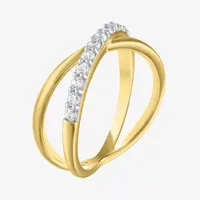 (G-H / Si2-I1) Womens 1/3 CT. T.W. Lab Grown White Diamond 10K Gold Crossover Cocktail Ring